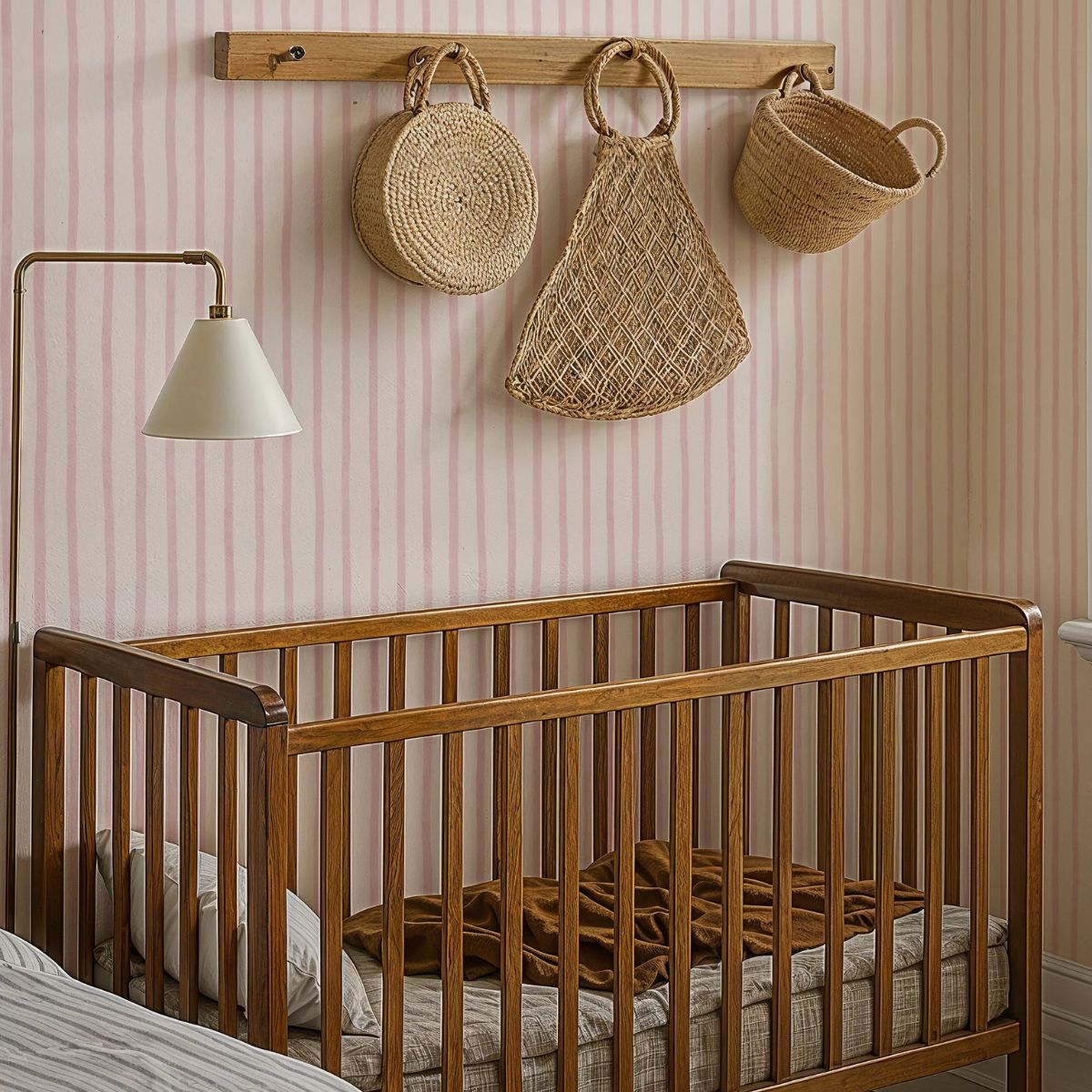 Interieur met Atelier Stripe Sketch Pink behang van Summer Gray – romantisch en zacht design door Lily Odette