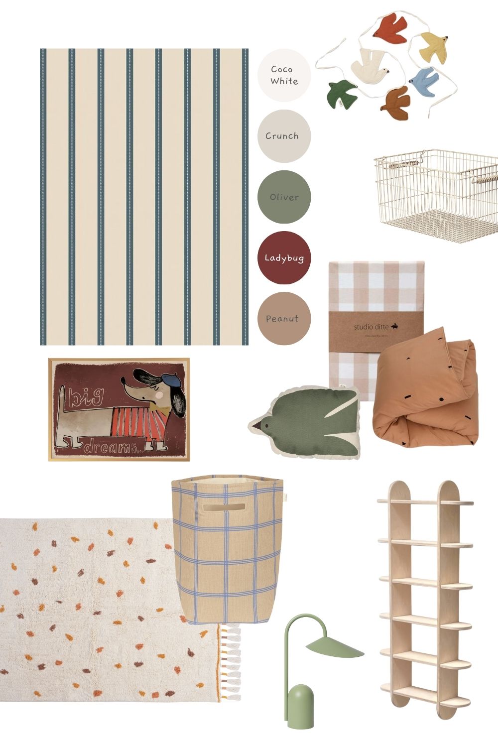 Lintjes behang denim op creme - Studio Ditte