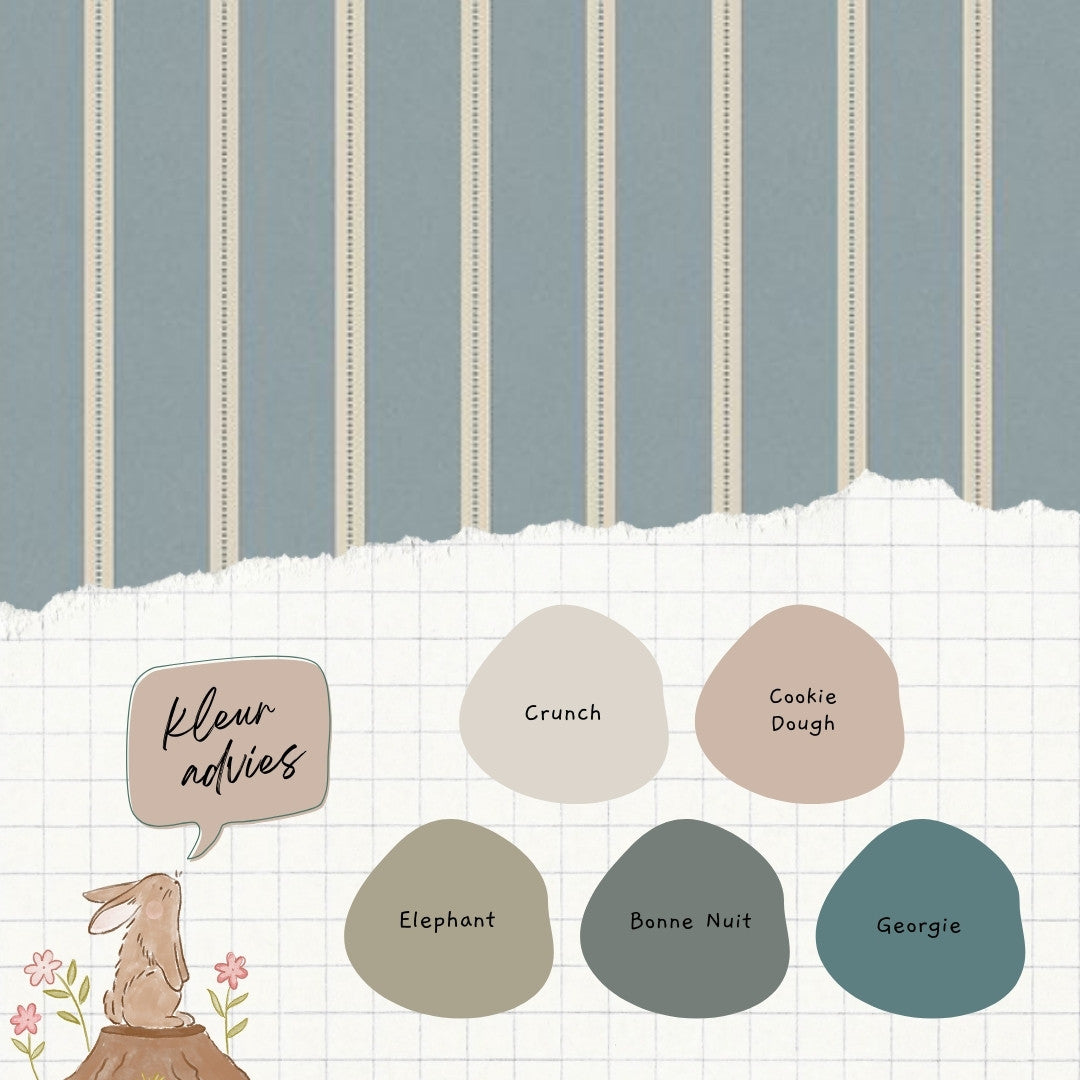 Kleuradvies Lintjes behang steenblauw