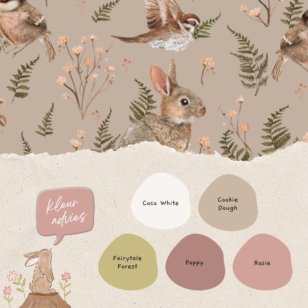 Birds & Bunnies Dusty Rose - Summer Gray