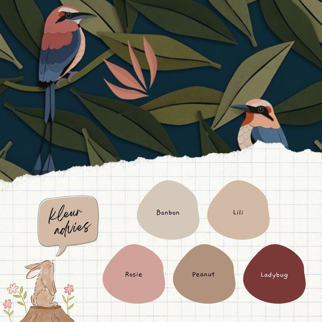 Kleuradvies Vogel behang blauw