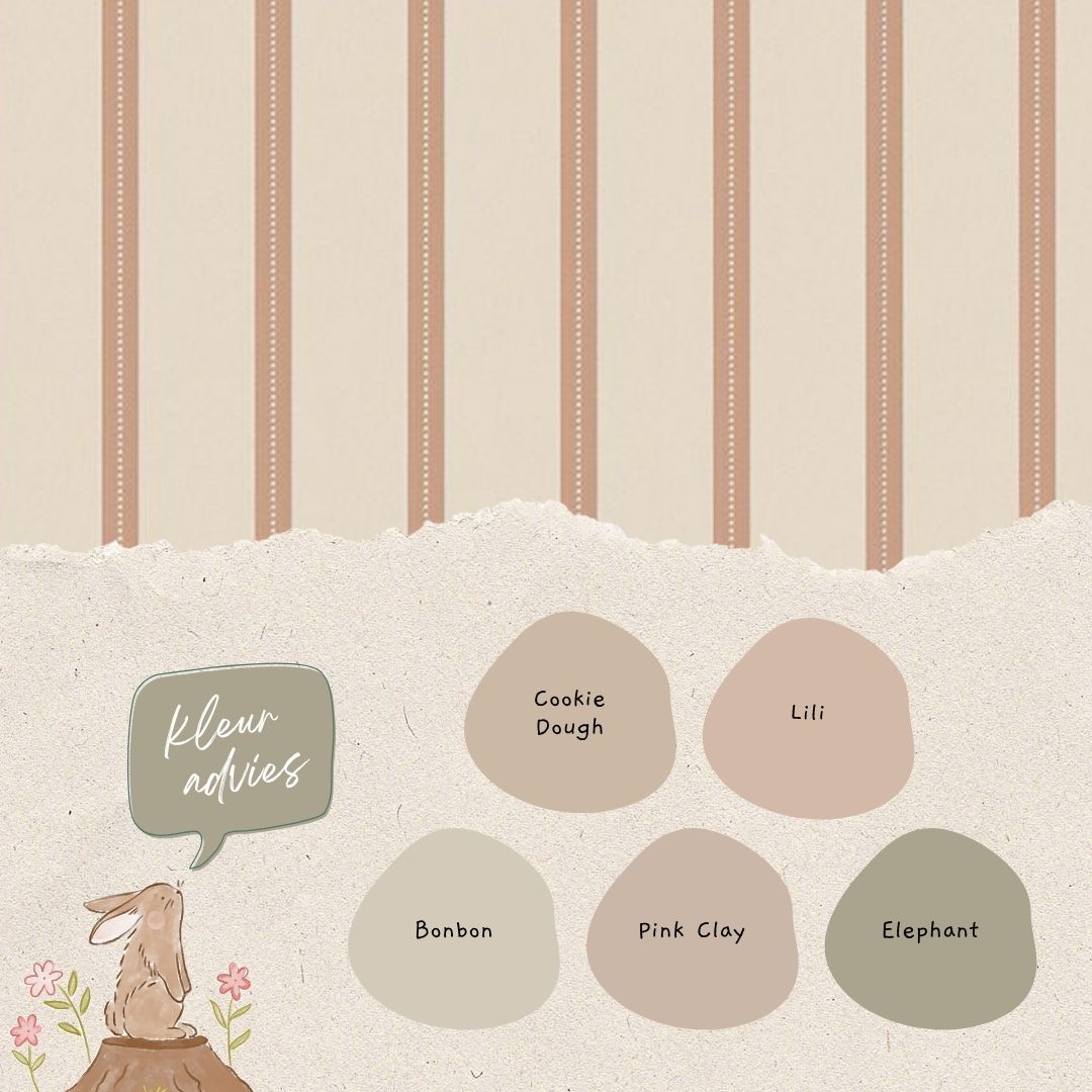 Lintjes behang toffee op creme - Studio Ditte