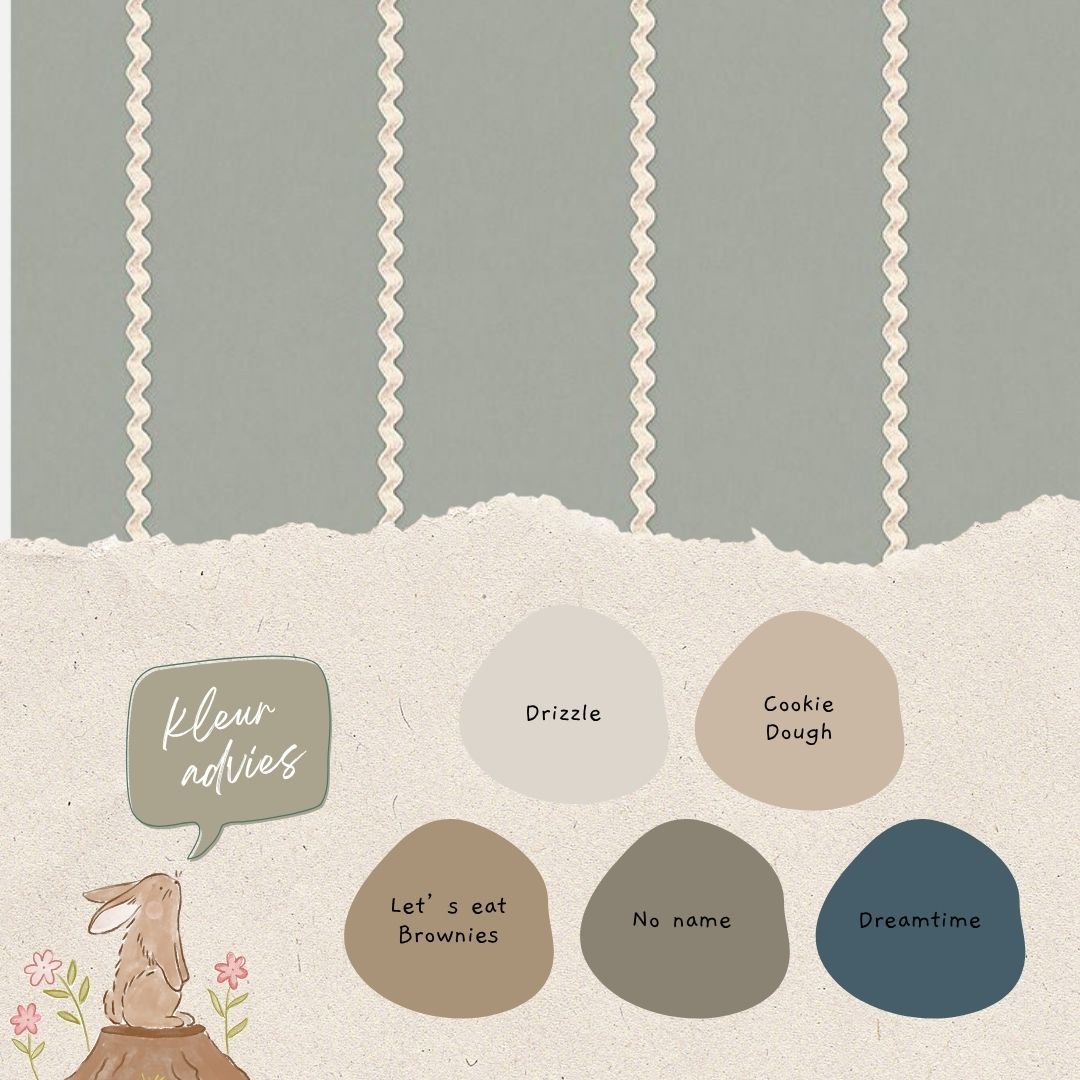 Kinderkamer Lintjes behang Noa mistblauw | Studio Ditte