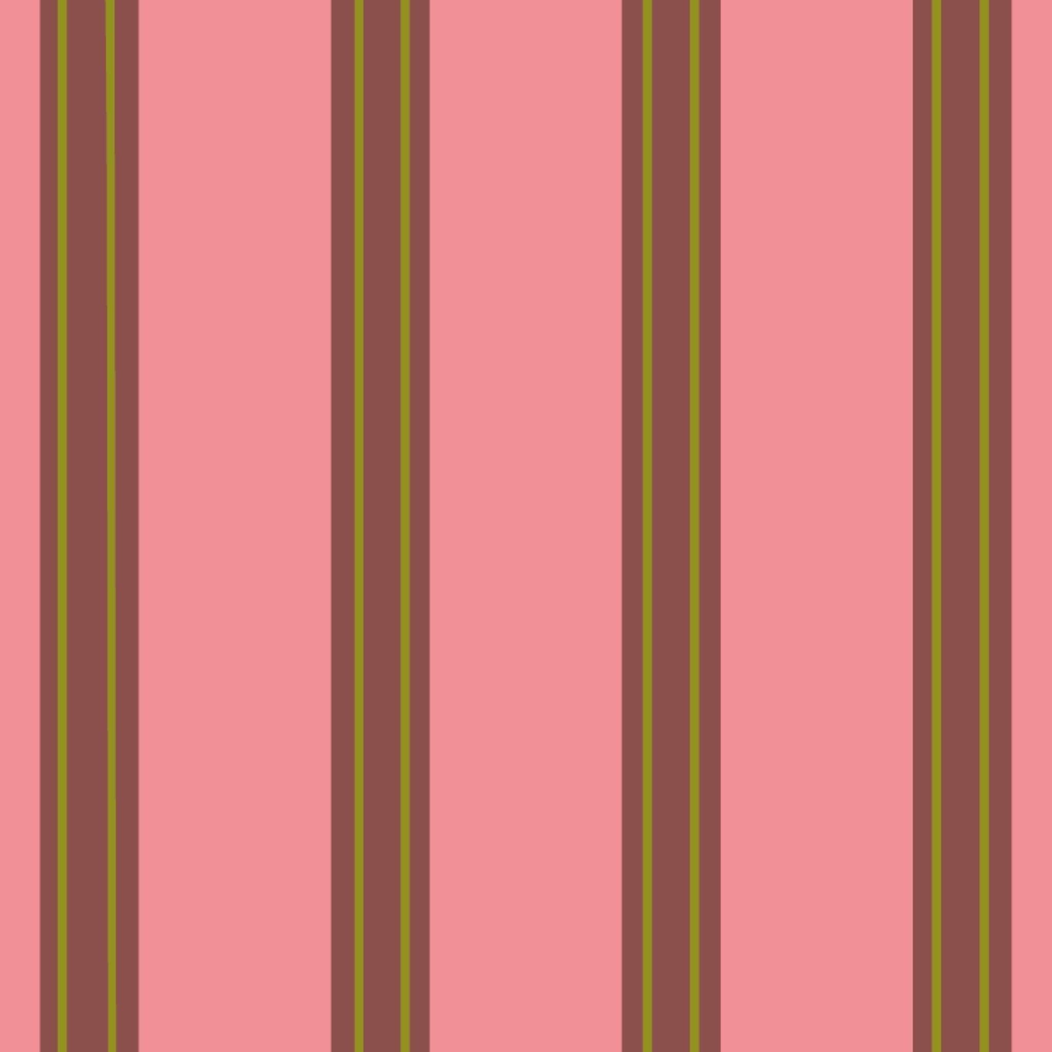 Detailbeeld van Behang Juna Maple van Bibelotte met brede strepen in warm roze, diepbruin en olijfgroen