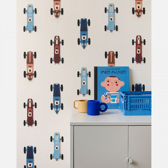 Raceauto behang creme - Studio Ditte