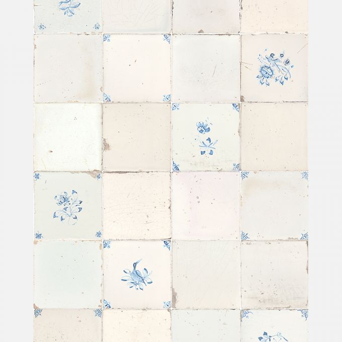 Papier peint à carreaux botaniques bleu pastel - Studio Ditte