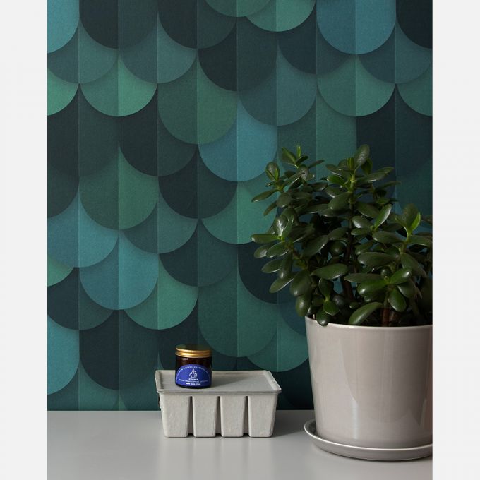 Waterfall wallpaper green - Studio Ditte