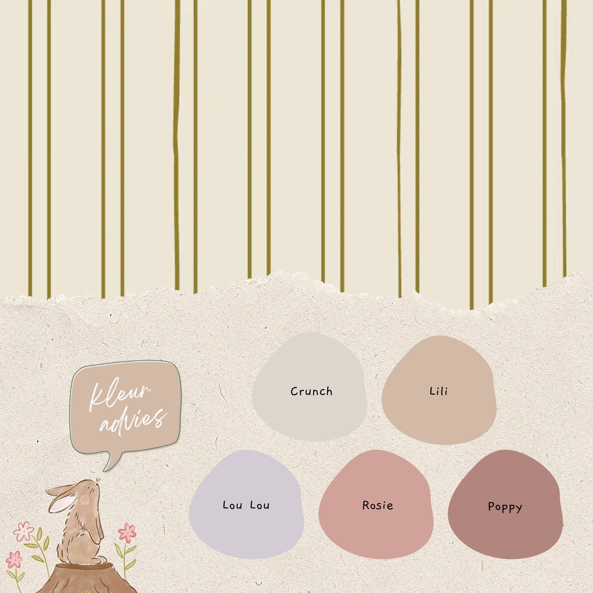 Behang Gestreept Olijf - Bibelotte