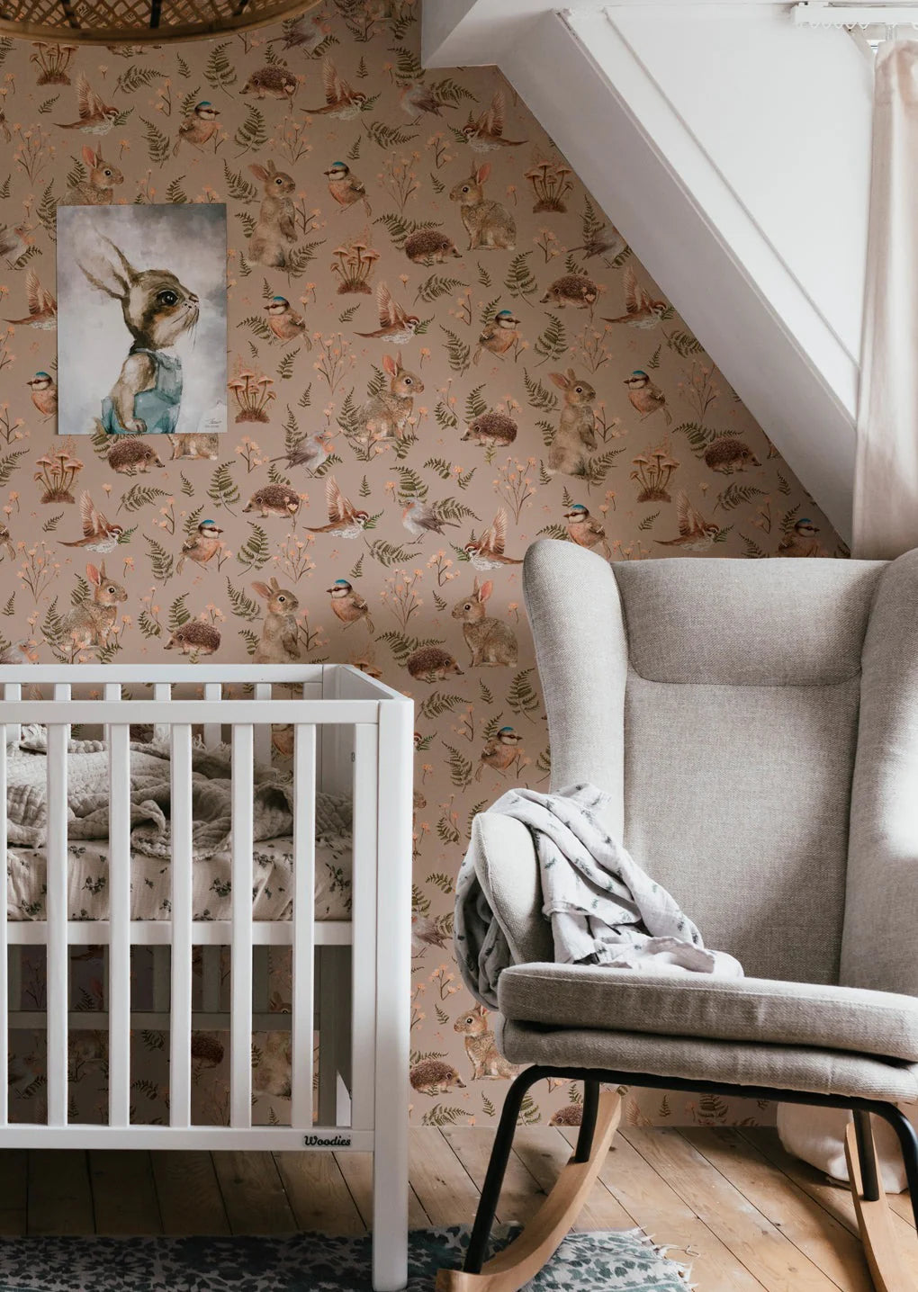 Birds & Bunnies Dusty Rose - Summer Gray