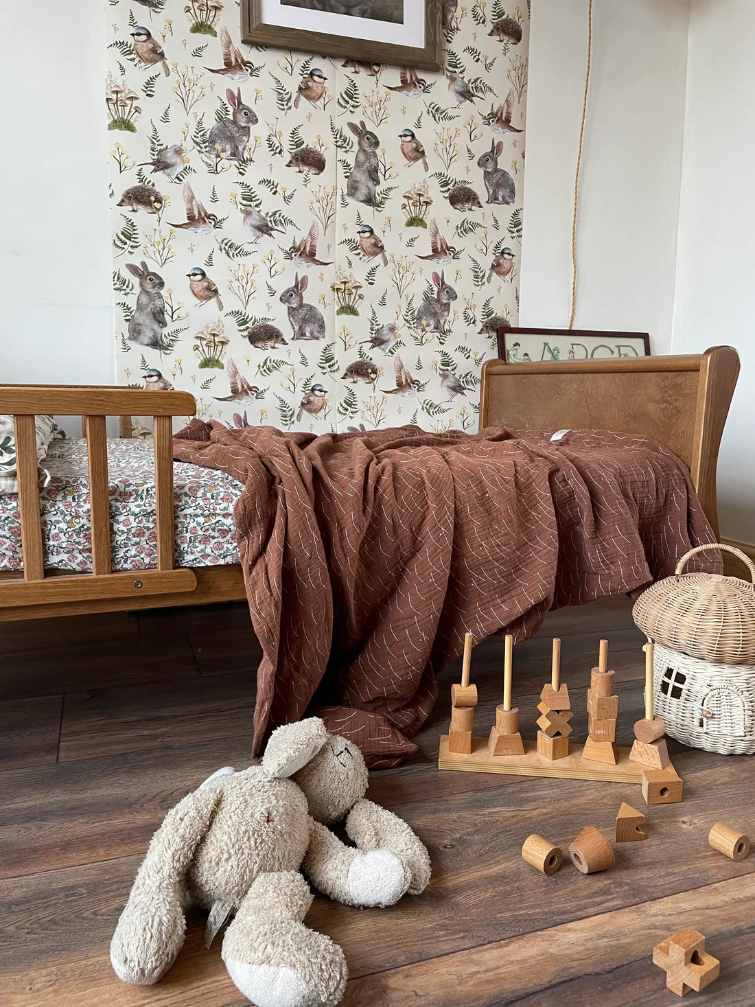 Birds & Bunnies Ecru - Summer Gray