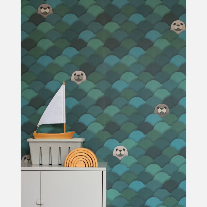 Waterfall wallpaper green - Studio Ditte