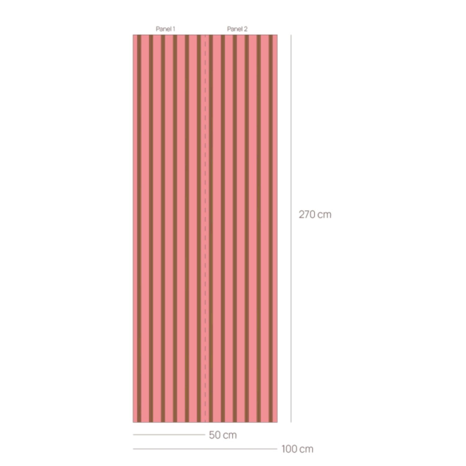 Afmetingen van Behang Juna Maple van Bibelotte – twee banen van 50 cm breed en 270 cm hoog