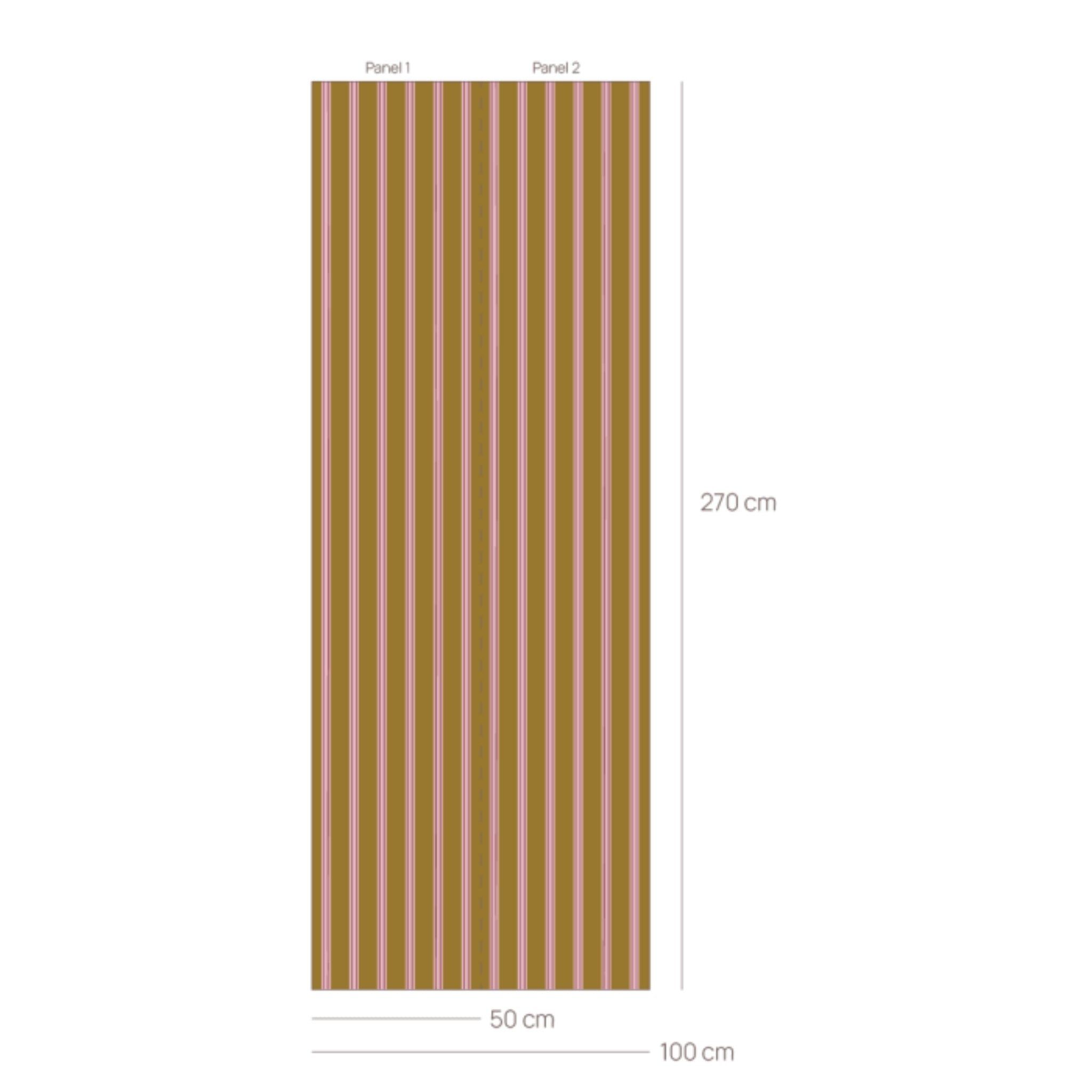 Afmetingen van Behang Juna Mellow van Bibelotte – twee banen van 50 cm breed en 270 cm hoog