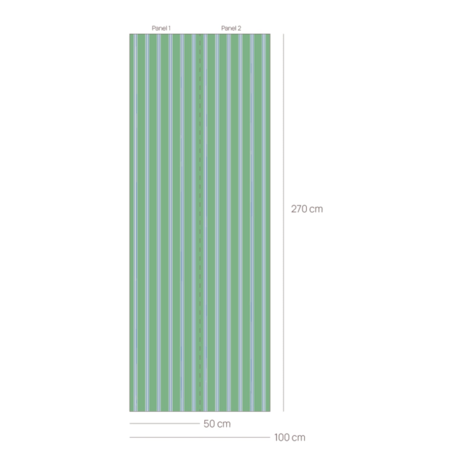 Afmetingen van Behang Juna Twiggy van Bibelotte – twee banen van 50 cm breed en 270 cm hoog