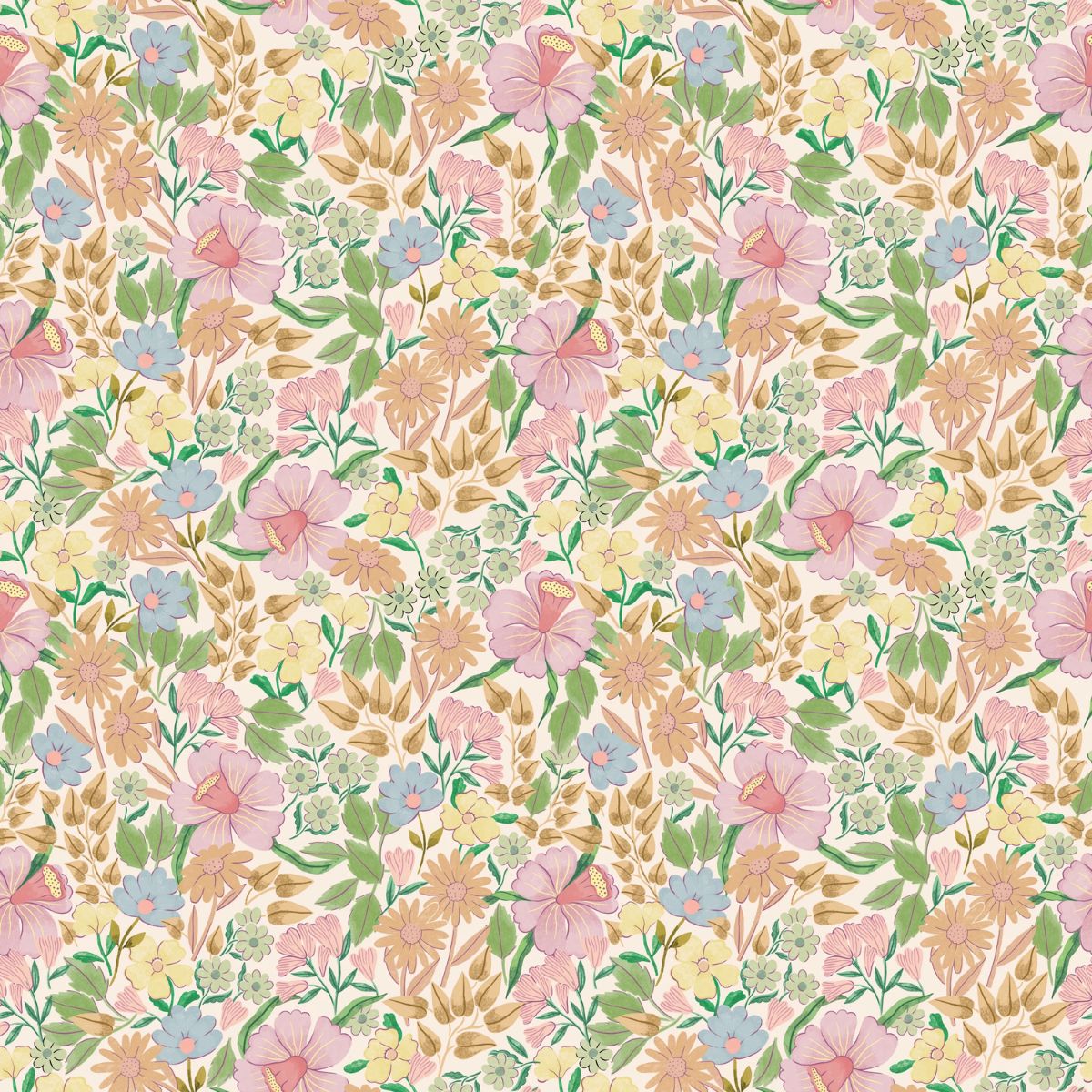 Bloom Rose vliesbehang van Summer Gray – weelderig wildbloempatroon in warme roze en koraal tinten