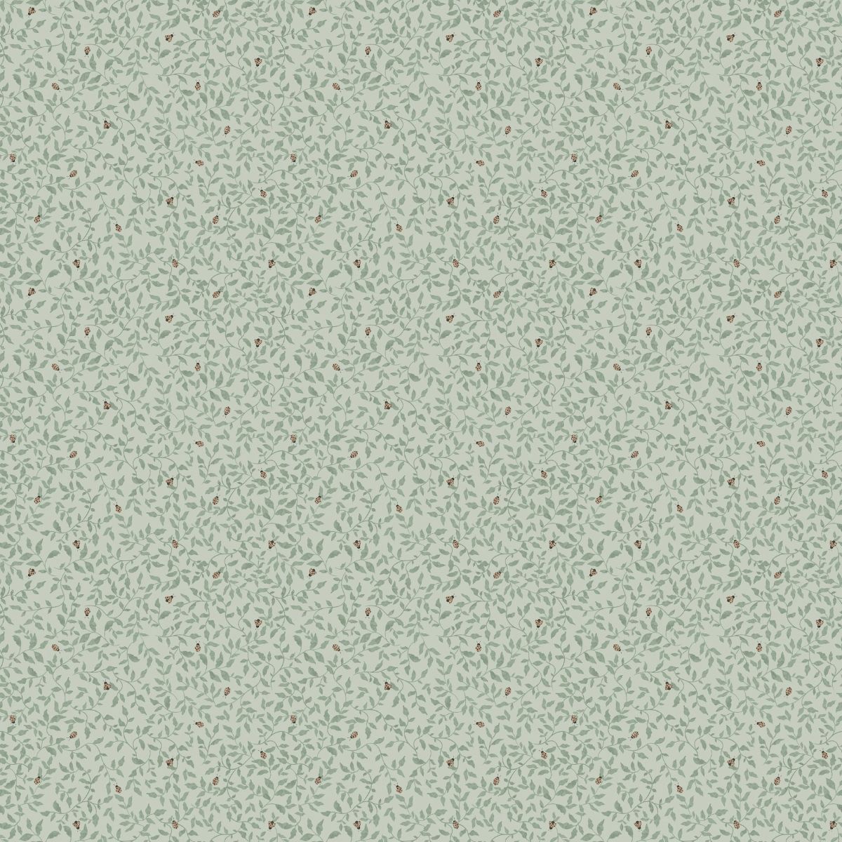 Ladybirds Sage vliesbehang van Summer Gray – speels lieveheersbeestjespatroon in zachte salie en mosgroene tinten