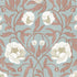 Peony Blue & Brown behang van Summer Gray met crèmekleurige pioenrozen en bruine bladeren op een zachtblauwe achtergrond