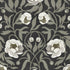 Peony Charcoal behang van Summer Gray met crèmekleurige pioenrozen en grijsgroene bladeren op antraciet