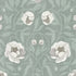 Peony Green bloemenbehang van Summer Gray met crèmekleurige pioenrozen en sierlijke bladeren op een zachtgroene achtergrond.