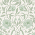 Peony White & Green behang van Summer Gray met zachtgroene pioenrozen en sierlijke bladeren op een gebroken witte achtergrond