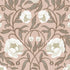 Peony Pink & Brown behang van Summer Gray met crèmekleurige pioenrozen en bruine bladeren op een zachtroze achtergrond