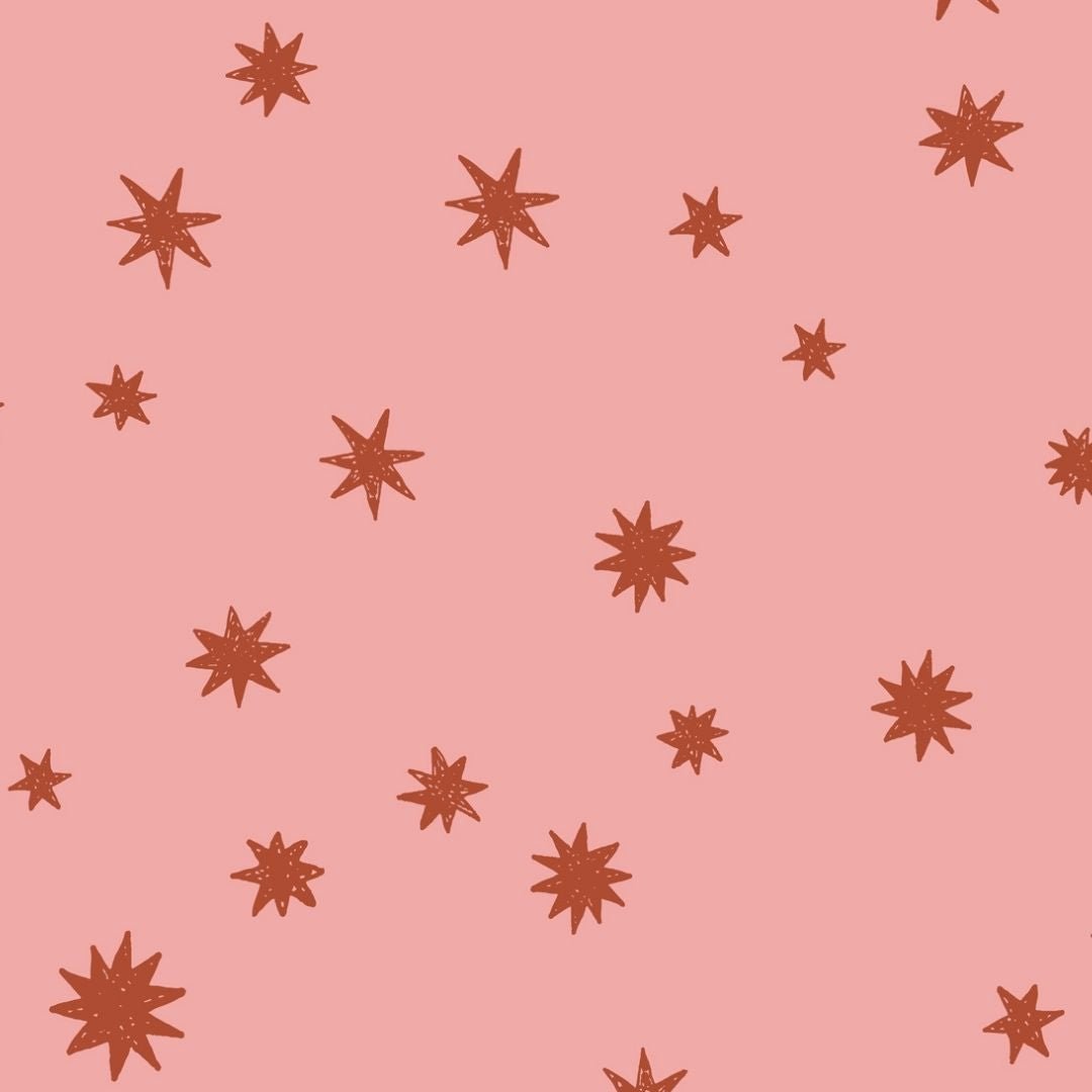 Sterren behang roze kinderkamer – Starry Night Pink print close-up | Meet Me at the Wall
