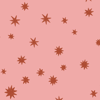Sterren behang roze kinderkamer – Starry Night Pink print close-up | Meet Me at the Wall