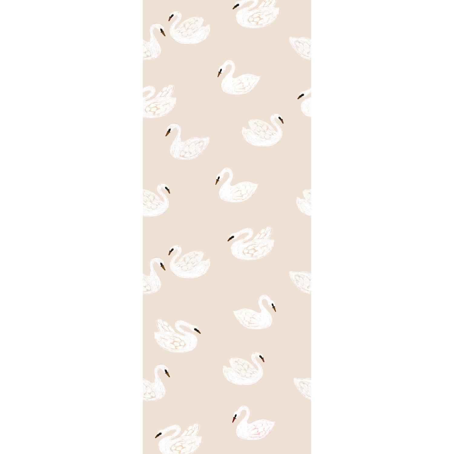 Patroon van kinderkamer behang met sierlijke zwanen in zacht beige en dromerige stijl