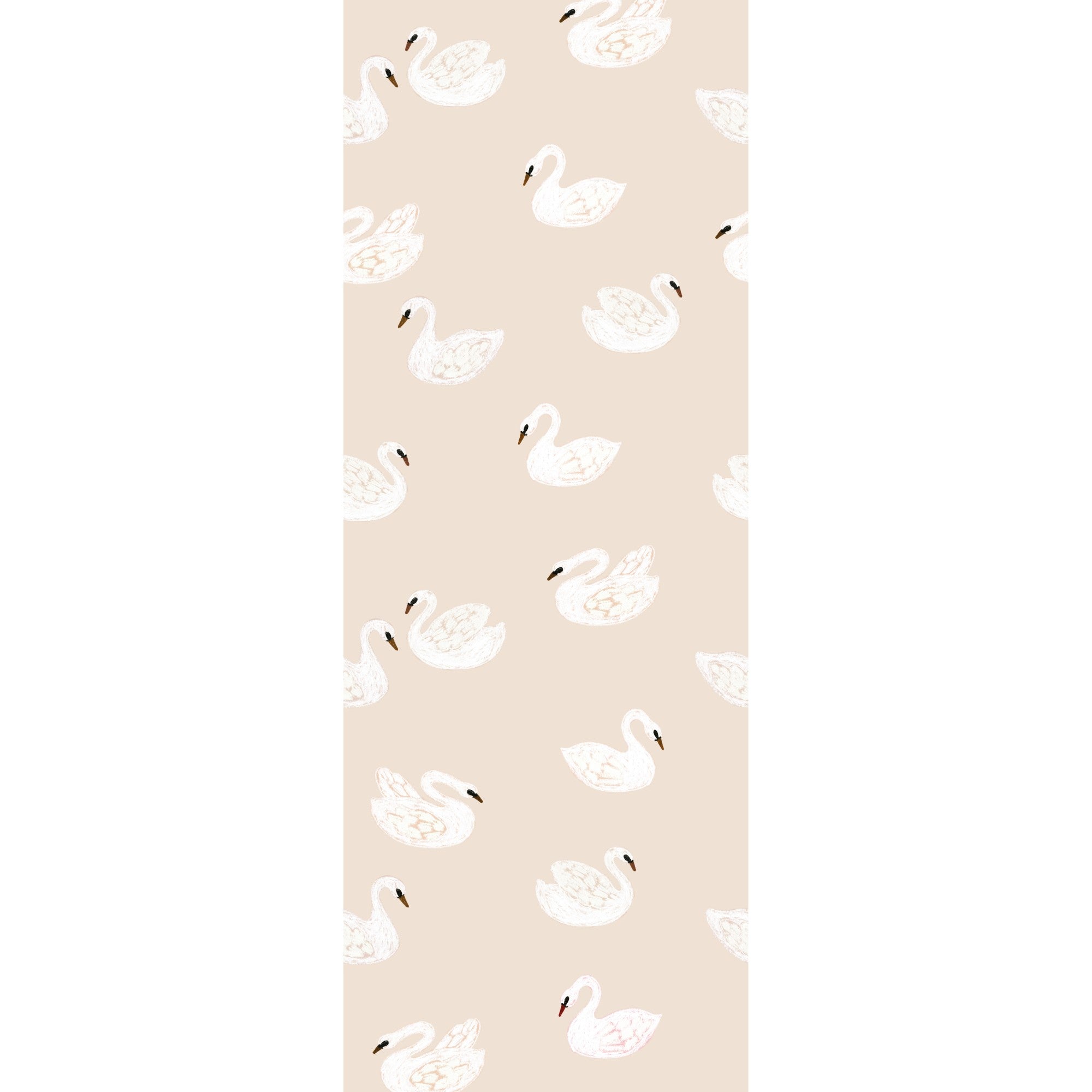 Patroon van kinderkamer behang met sierlijke zwanen in zacht beige en dromerige stijl