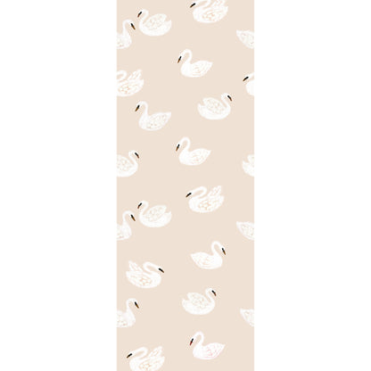 Patroon van kinderkamer behang met sierlijke zwanen in zacht beige en dromerige stijl