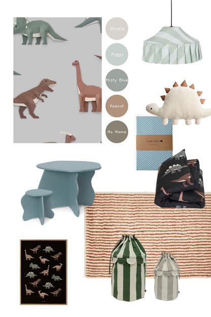 Papier peint dinosaure gris clair - Studio Ditte