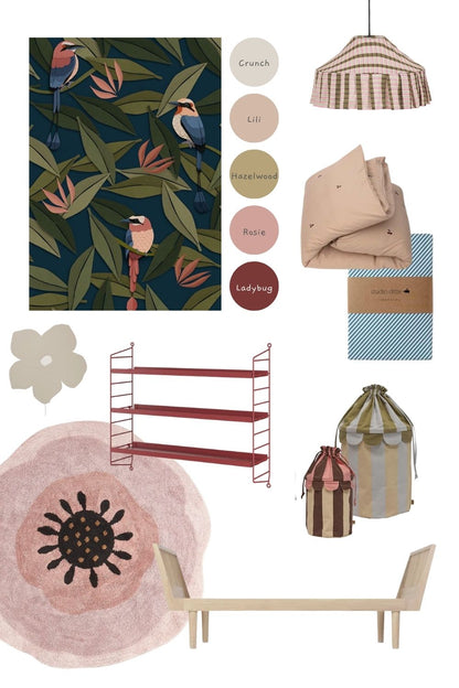 Vogel behang blauw - Studio Ditte