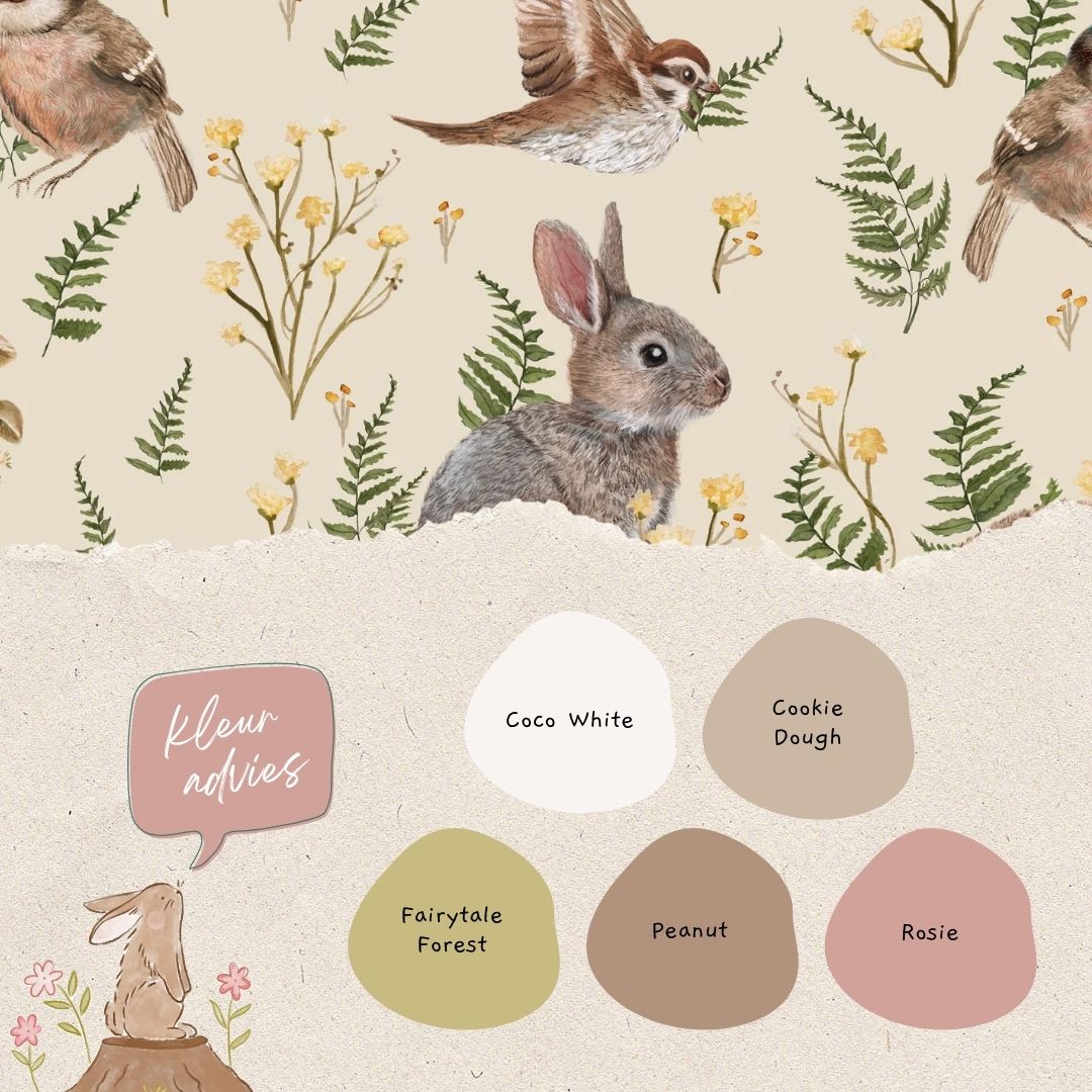 Birds &amp; Bunnies Ecru - Summer Gray