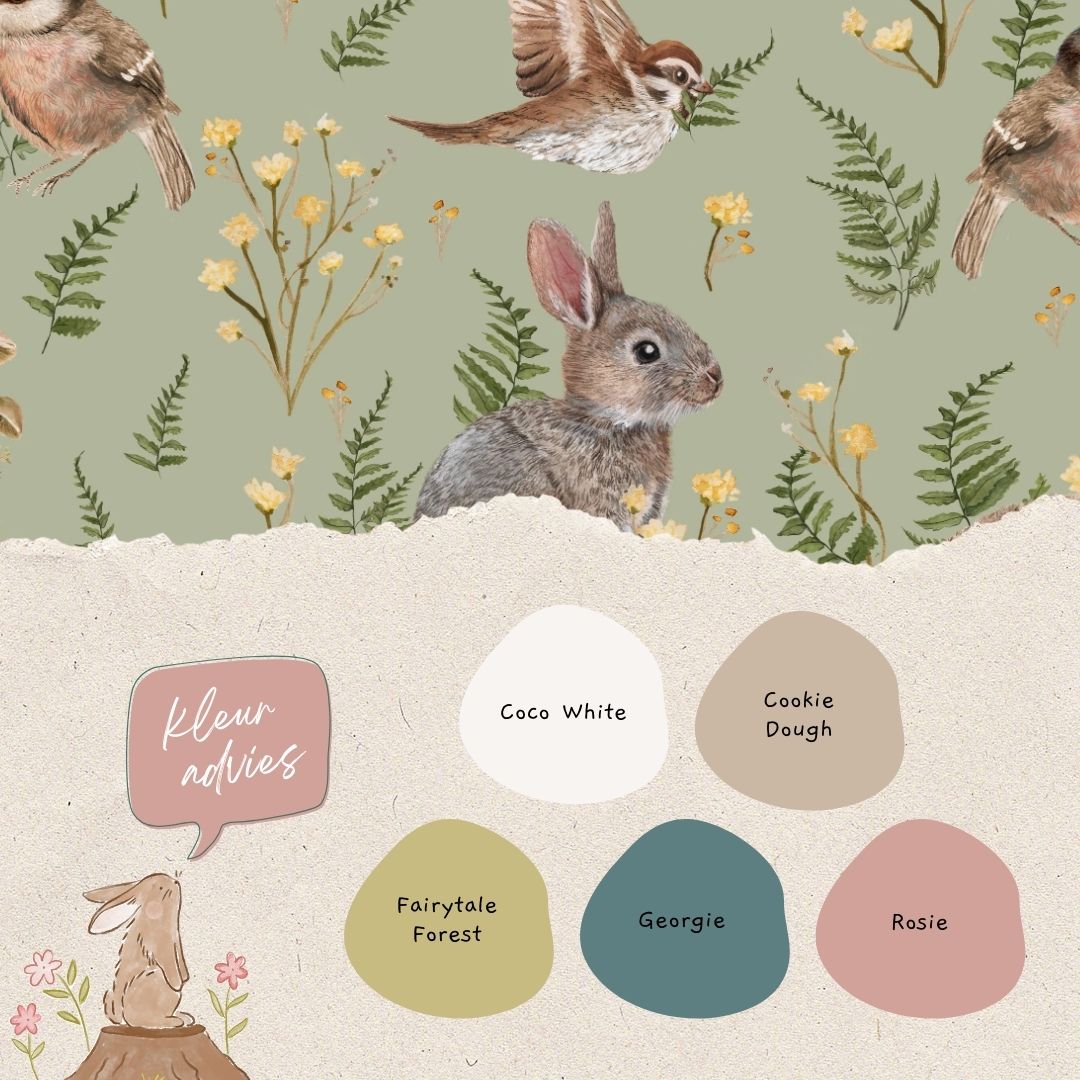 Birds &amp; Bunnies Peppermint - Summer Gray