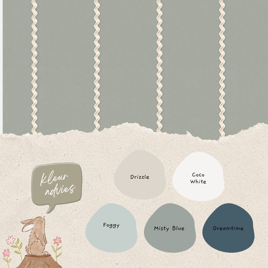 Kinderkamer Lintjes behang Noa mistblauw | Studio Ditte