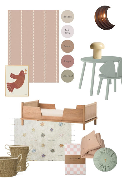 Kinderkamer Lintjes behang Noa oudroze | Studio Ditte