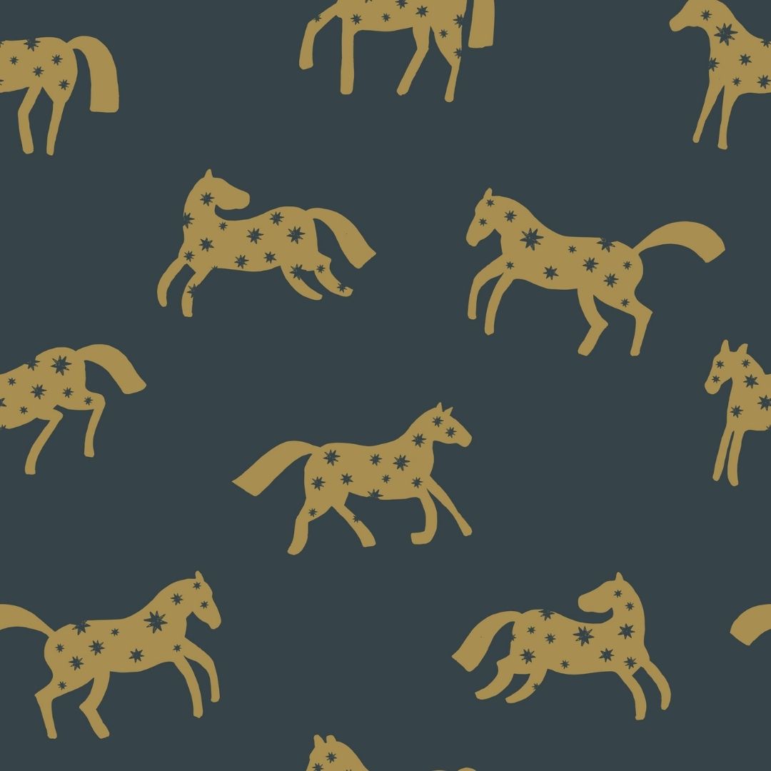 Wallpaper Meet me at the Wall - Magic Horses - Night Blue - Joëlle Wehkamp