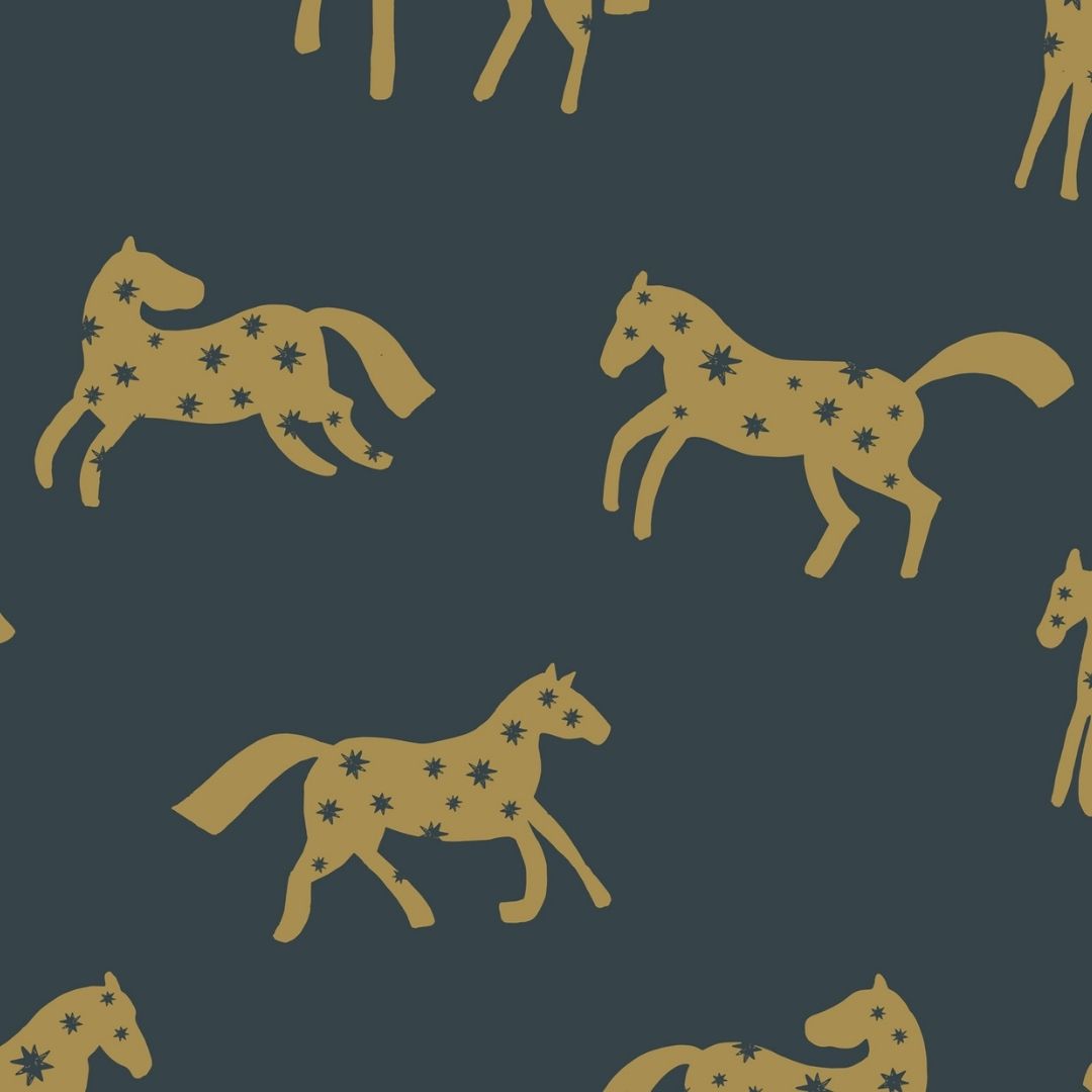 Wallpaper Meet me at the Wall - Magic Horses - Night Blue - Joëlle Wehkamp