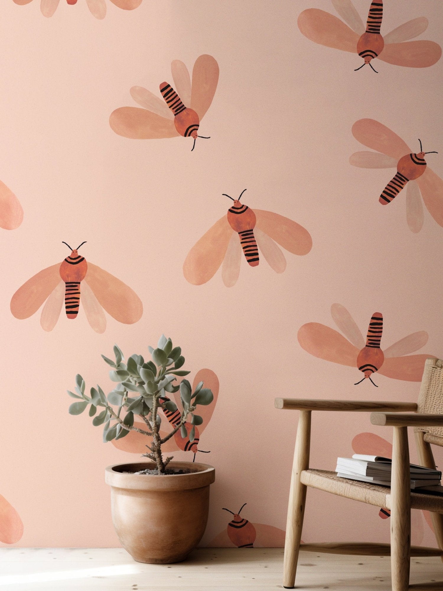 Meet Me at the Wall Wallpaper - Moth Natural - Aniek Bartels