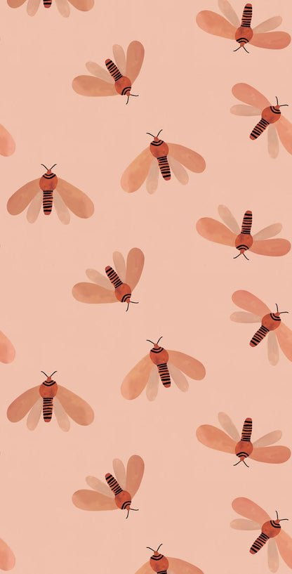 Meet Me at the Wall Wallpaper - Moth Natural - Aniek Bartels