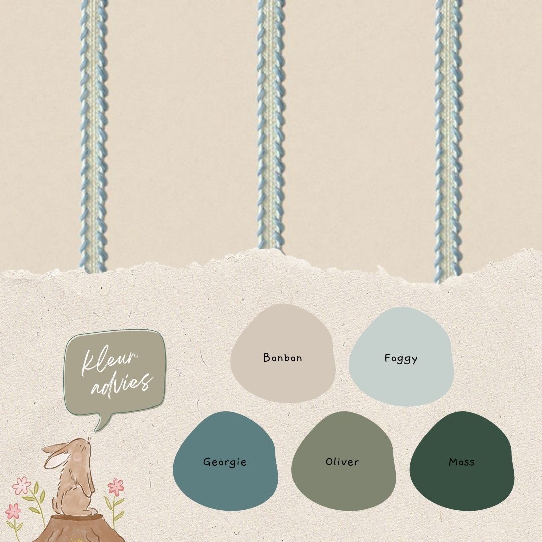 Lintjes behang Steenblauw - Studio Ditte