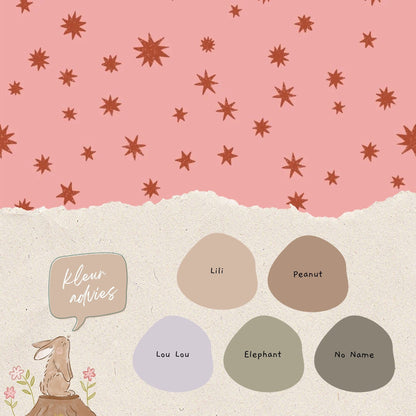 Kleuradvies Starry Night Pink – roze kinderkamer behang met brique rode sterren | Meet Me at the Wall