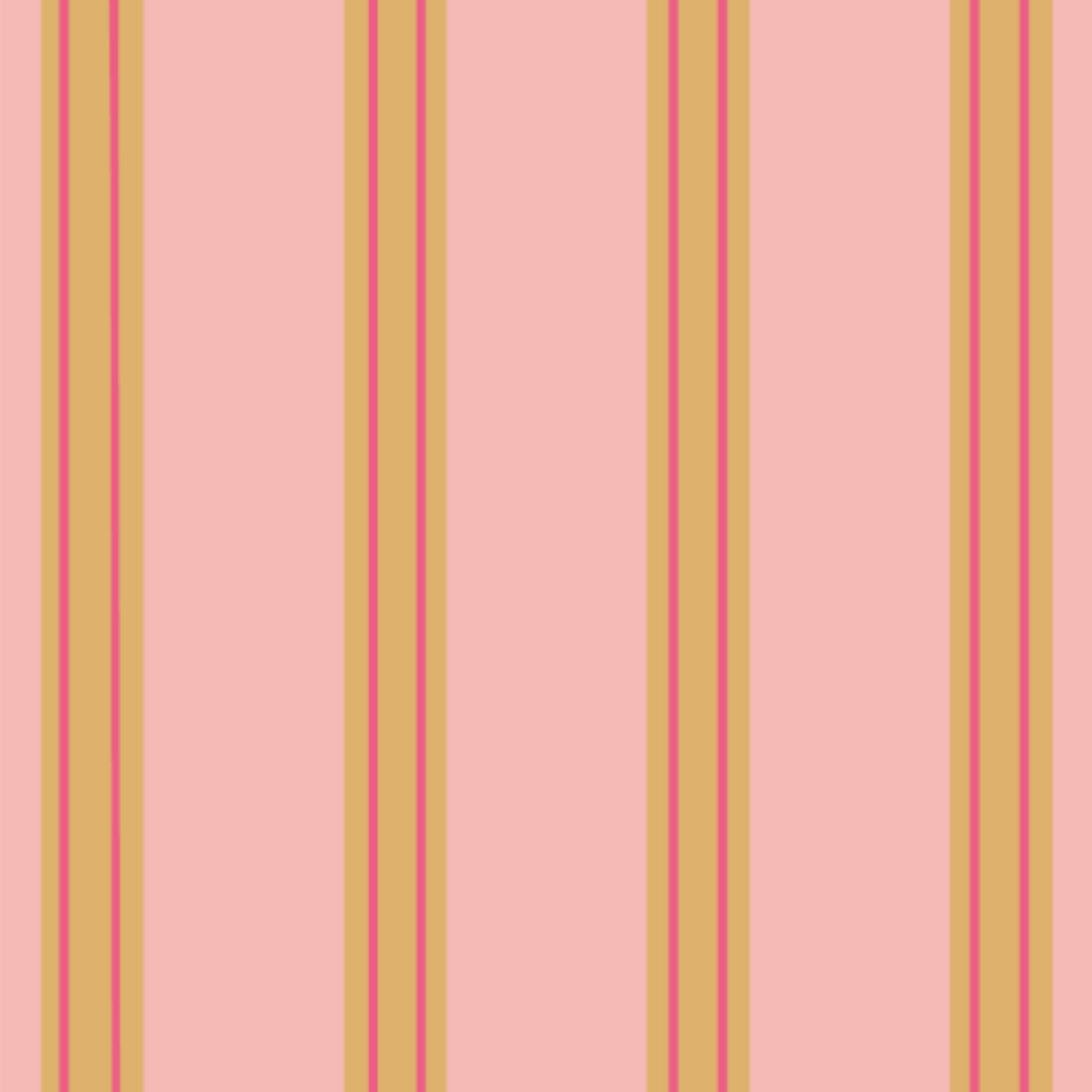 Detailbeeld van Behang Juna Candy van Bibelotte met brede strepen in poederroze, warme karamel en roze accentlijn