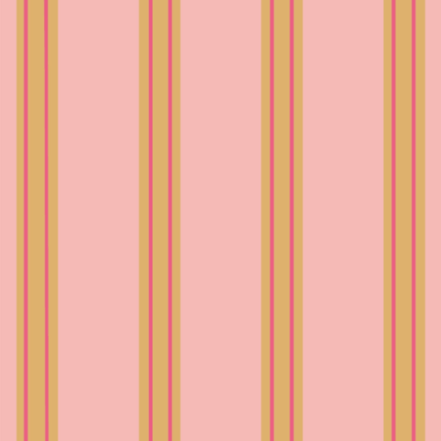 Detailbeeld van Behang Juna Candy van Bibelotte met brede strepen in poederroze, warme karamel en roze accentlijn