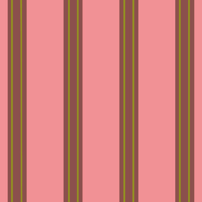 Detailbeeld van Behang Juna Maple van Bibelotte met brede strepen in warm roze, diepbruin en olijfgroen