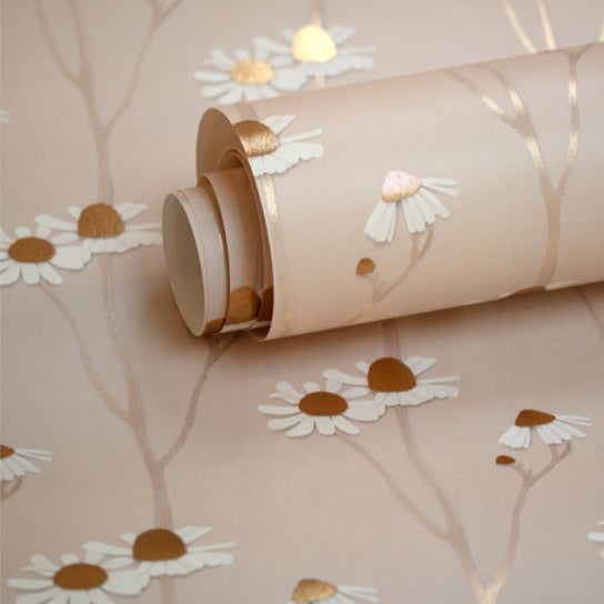Ribbon wallpaper caramel - Studio Ditte