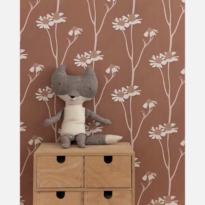 Kamille behang bruin - Studio Ditte