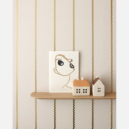 Kinderkamer Lintjes behang Noa creme en mat goud | Studio Ditte