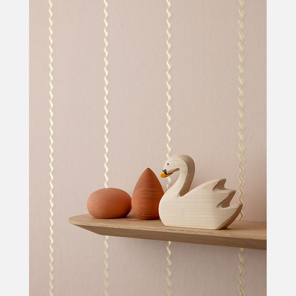 Kinderkamer Lintjes behang Noa poederroze en mat goud | Studio Ditte