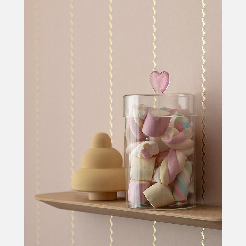 Kinderkamer Lintjes behang Noa poederroze en mat goud | Studio Ditte